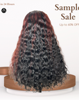 20" Very Wavy Custom Jet Black Red Highlight Lace Frontal Wig