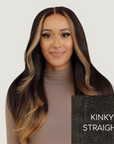Rooted Chocolate Brown Kinky Straight HD Lace Wigs