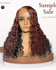 20" Very Wavy Custom Jet Black Red Highlight Lace Frontal Wig