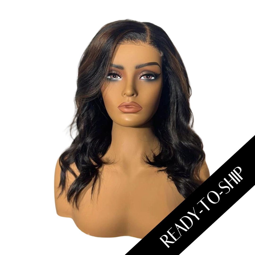 14" Chesnut Brown Highlights HD Lace Closure Wig